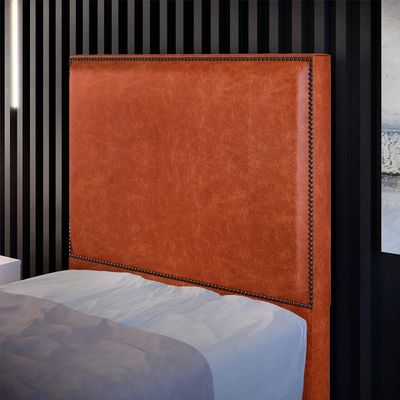 Cabeceira Cama Box Solteiro Com Tachas 100 cm Vicenza L02 Couríssimo Camel - Lyam Decor