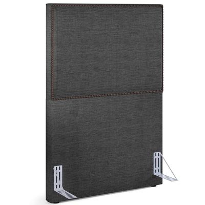 Cabeceira Cama Box Solteiro Com Tachas 100 cm Vicenza L02 Linho Cinza Escuro - Lyam Decor