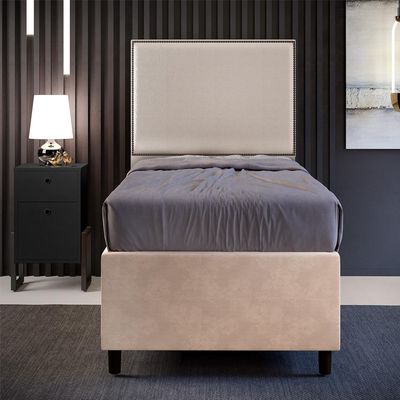 Cabeceira Cama Box Solteiro Com Tachas 100 cm Vicenza L02 Linho Cru - Lyam Decor