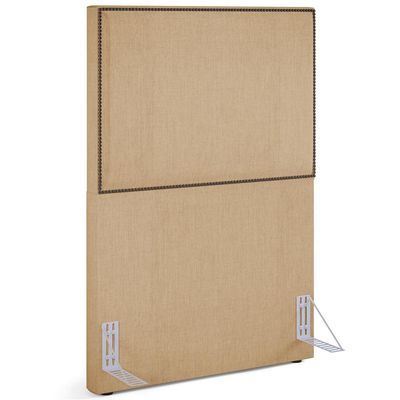 Cabeceira Cama Box Solteiro Com Tachas 100 cm Vicenza L02 Linho Bege Escuro - Lyam Decor