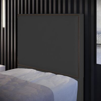 Cabeceira Cama Box Solteiro Com Tachas 100 cm Vicenza L02 Suede Preto - Lyam Decor