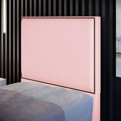 Cabeceira Cama Box Solteiro Com Tachas 100 cm Vicenza L02 Suede Rosê - Lyam Decor