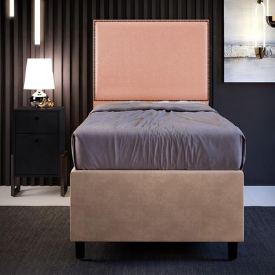 Cabeceira Cama Box Solteiro Com Tachas 100 cm Vicenza L02 Linho Rosê - Lyam Decor