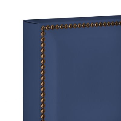 Cabeceira Cama Box Solteiro Com Tachas 100 cm Vicenza L02 Suede Azul Marinho - Lyam Decor