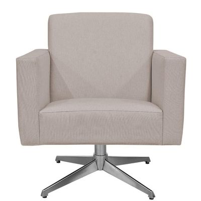 Kit 02 Poltronas Decorativas Base Giratória Para Sala de Estar Helô L02 Linho Bege - Lyam Decor