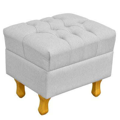 Kit 02 Puffs Decorativos París L02 Luis XV Capitone Linho Cinza - Lyam Decor
