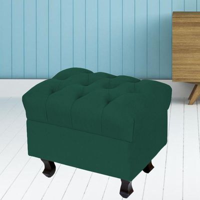 Kit 02 Puffs Decorativos París L02 Luis XV Capitone Suede Verde Musgo - Lyam Decor