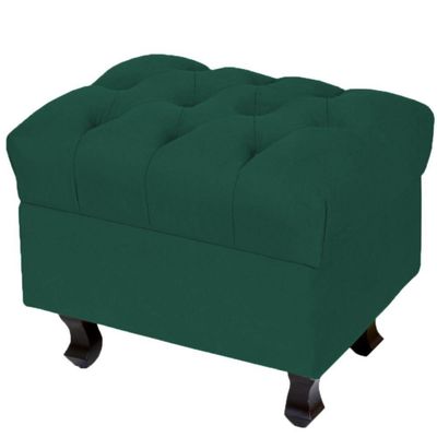 Kit 02 Puffs Decorativos París L02 Luis XV Capitone Suede Verde Musgo - Lyam Decor