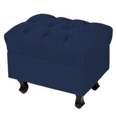 Kit 02 Puffs Decorativos París L02 Luis XV Capitone Suede Azul Marinho - Lyam Decor