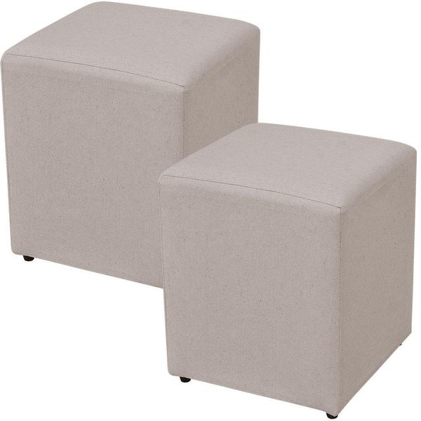 Kit 02 Puffs Quadrado L02 Decorativo Sala de Estar Linho Bege - Lyam Decor Kit 02 Puffs Quadrado L02 Decorativo Sala de Estar Linho Bege - Lyam Decor