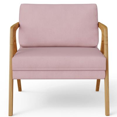 Kit 03 Poltronas Decorativas Para Sala Estar Pietra Estrutura De Madeira L02 Suede Rosê - Lyam Decor