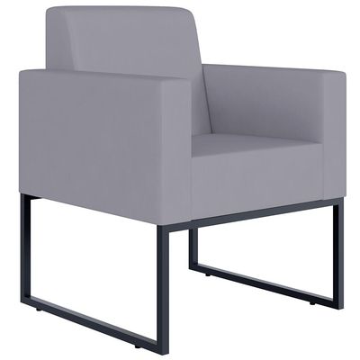 Kit 03 Poltronas Decorativas para Sala Recepção Base Fixa De Metal Helô L02 Suede Cinza - Lyam Decor