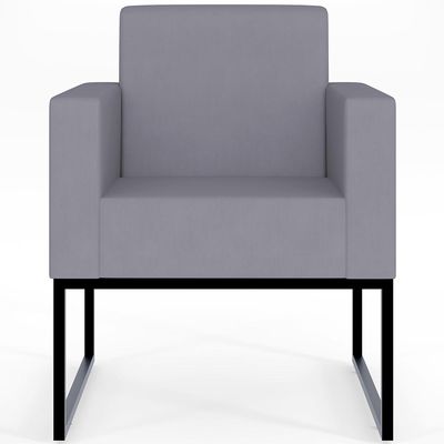 Kit 03 Poltronas Decorativas para Sala Recepção Base Fixa De Metal Helô L02 Suede Cinza - Lyam Decor