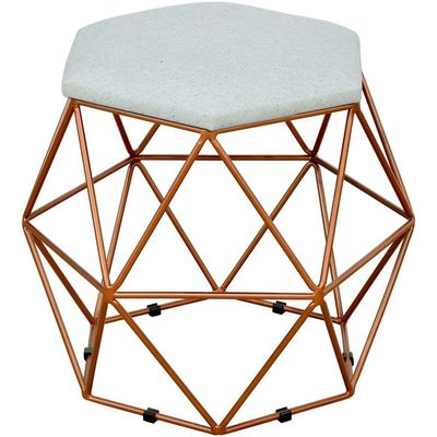 Kit 03 Puffs Decorativo Aramado Bronze Six L02 Linho Cinza - Lyam Decor