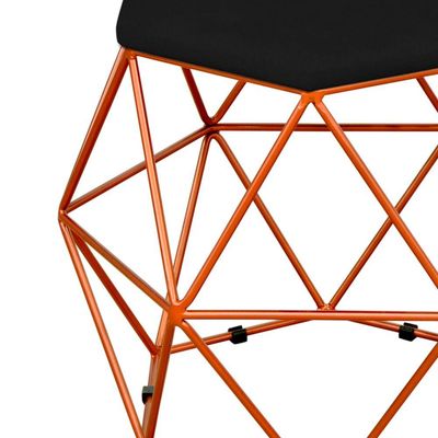 Kit 03 Puffs Decorativo Aramado Bronze Six L02 Suede Preto - Lyam Decor