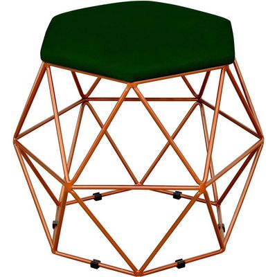 Kit 03 Puffs Decorativo Aramado Bronze Six L02 Suede Verde Musgo - Lyam Decor
