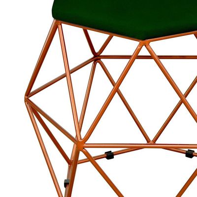 Kit 03 Puffs Decorativo Aramado Bronze Six L02 Suede Verde Musgo - Lyam Decor