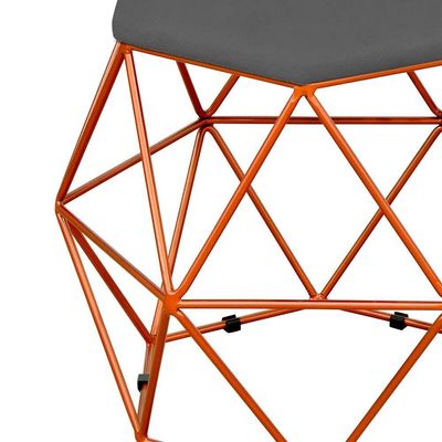Kit 03 Puffs Decorativo Aramado Bronze Six L02 Suede Cinza - Lyam Decor