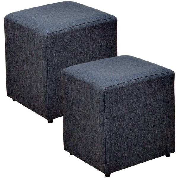 Kit 02 Puffs Quadrado L02 Decorativo Sala de Estar Linho Chumbo - Lyam Decor Kit 02 Puffs Quadrado L02 Decorativo Sala de Estar Linho Chumbo - Lyam Decor