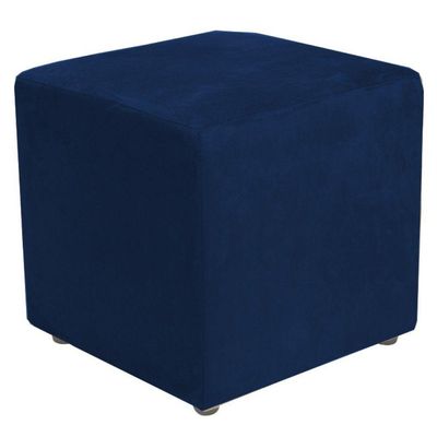 Kit 02 Puffs Quadrado L02 Decorativo Suede Azul Marinho - Lyam Decor