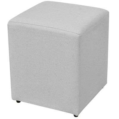 Kit 02 Puffs Quadrado L02 Decorativo Sala de Estar Linho Cinza - Lyam Decor