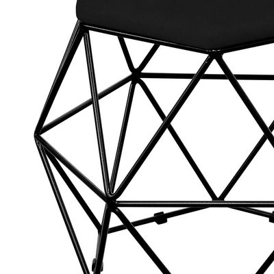 Kit 03 Puffs Decorativo Aramado Preto Six L02 Suede Preto - Lyam Decor
