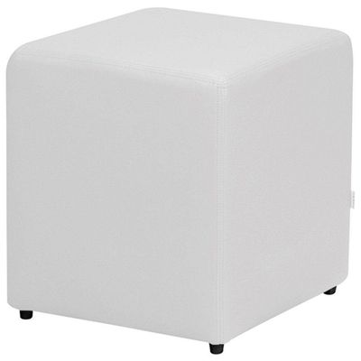 Kit 03 Puffs Quadrado L02 Decorativo Corino Branco - Lyam Decor