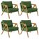Kit 04 Poltronas Decorativa Sala Pietra Com Estrutura Madeira L02 Facto Verde Musgo - Lyam Decor