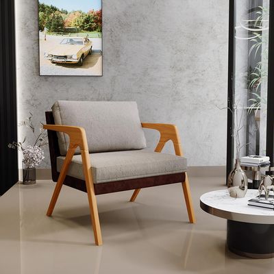 Kit 04 Poltronas Decorativas Para Sala De Estar Pietra L02 Couríssimo Marrom Linho Bege - Lyam Decor