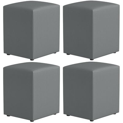 Kit 04 Puffs Quadrado L02 Decorativo Corano Cinza - Lyam Decor