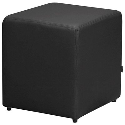Kit 04 Puffs Quadrado L02 Decorativo Corino Preto - Lyam Decor