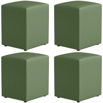 Kit 04 Puffs Quadrado L02 Decorativo Facto Verde - Lyam Decor