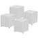 Kit 04 Puffs Quadrado L02 Decorativo Corino Branco - Lyam Decor