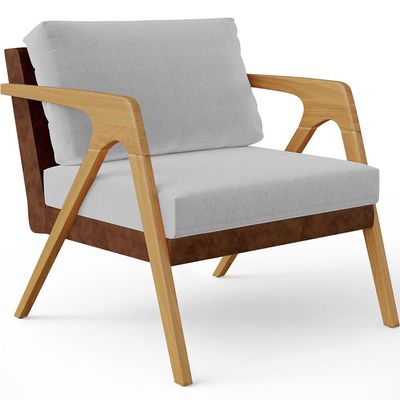 Kit 4 Poltronas Decorativas Para Sala De Estar Pietra L02 Couríssimo Marrom Linho Cinza - Lyam Decor