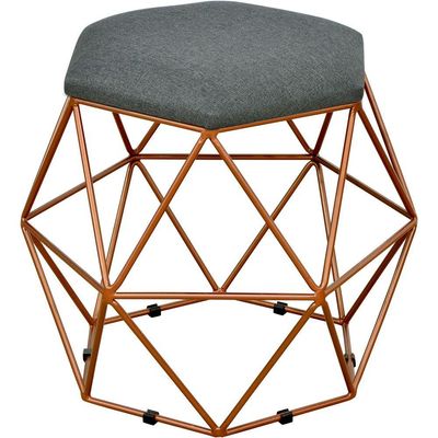 Kit 03 Puffs Decorativo Aramado Bronze Six L02 Linho Chumbo - Lyam Decor