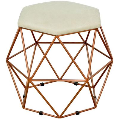 Kit 03 Puffs Decorativo Aramado Bronze Six L02 Suede Bege - Lyam Decor