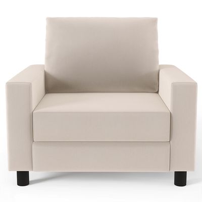 Poltrona Decorativa Para Sala De Estar E Recepção Malta L02 Suede Bege - Lyam Decor