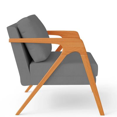 Kit 04 Poltronas Decorativa Para Sala Estar Pietra Estrutura De Madeira L02 Suede Cinza - Lyam Decor