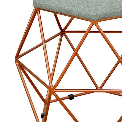 Puff Decorativo Aramado Bronze Six L02 Linho Cinza Escuro - Lyam Decor