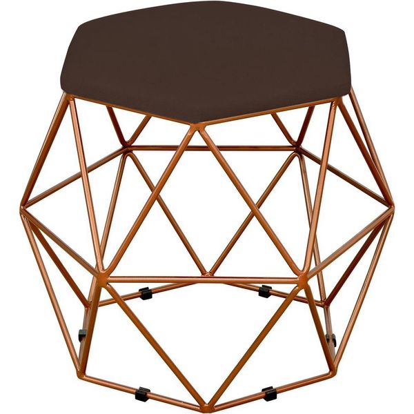 Puff Decorativo Aramado Bronze Six L02 Suede Marrom - Lyam Decor