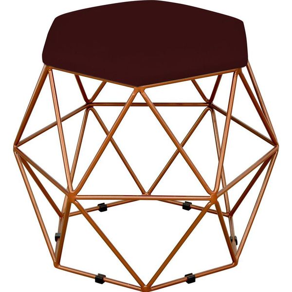 Puff Decorativo Aramado Bronze Six L02 Suede Marsala - Lyam Decor