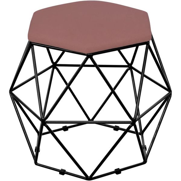 Puff Decorativo Aramado Preto Six L02 Suede Rosê - Lyam Decor Puff Decorativo Aramado Preto Six L02 Suede Rosê - Lyam Decor