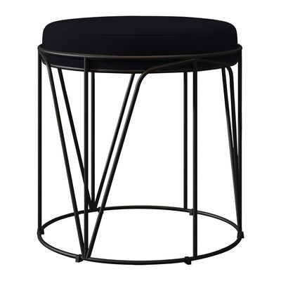 Puff Decorativo Aramado Preto Zaya L02 Suede Preto - Lyam Decor