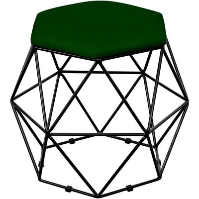 Puff Decorativo Aramado Preto Six L02 Suede Verde Musgo - Lyam Decor