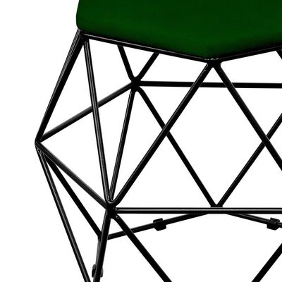 Puff Decorativo Aramado Preto Six L02 Suede Verde Musgo - Lyam Decor