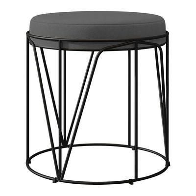 Puff Decorativo Aramado Preto Zaya L02 Suede Cinza - Lyam Decor