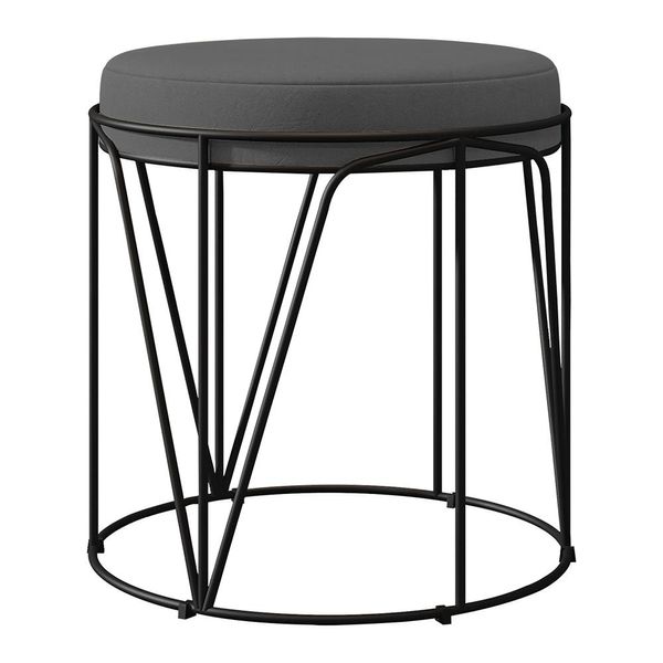 Puff Decorativo Aramado Preto Zaya L02 Suede Cinza - Lyam Decor Puff Decorativo Aramado Preto Zaya L02 Suede Cinza - Lyam Decor