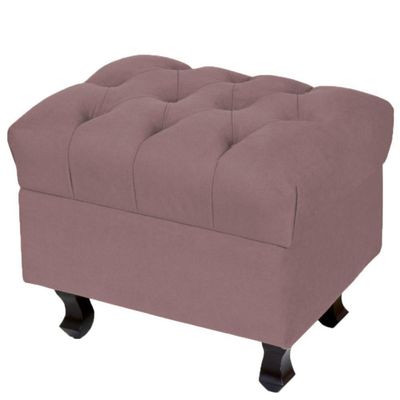 Puff Decorativo París Luis Xv L02 Capitone Suede Rosê - Lyam Decor