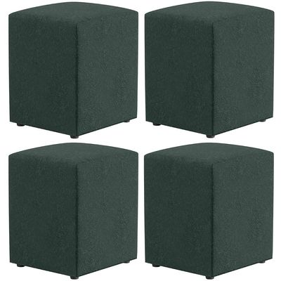Kit 04 Puffs Quadrado L02 Decorativo Linho Verde - Lyam Decor