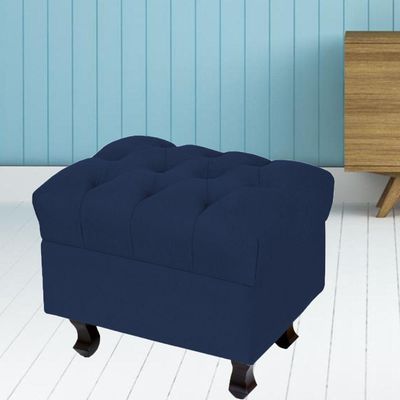 Puff Decorativo París Luis Xv L02 Capitone Suede Azul Marinho - Lyam Decor